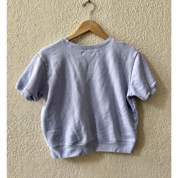 Oak + Fort Sweatshirt Top Size Medium Lavender Puff Sleeves Cropped - Picture 3 of 8